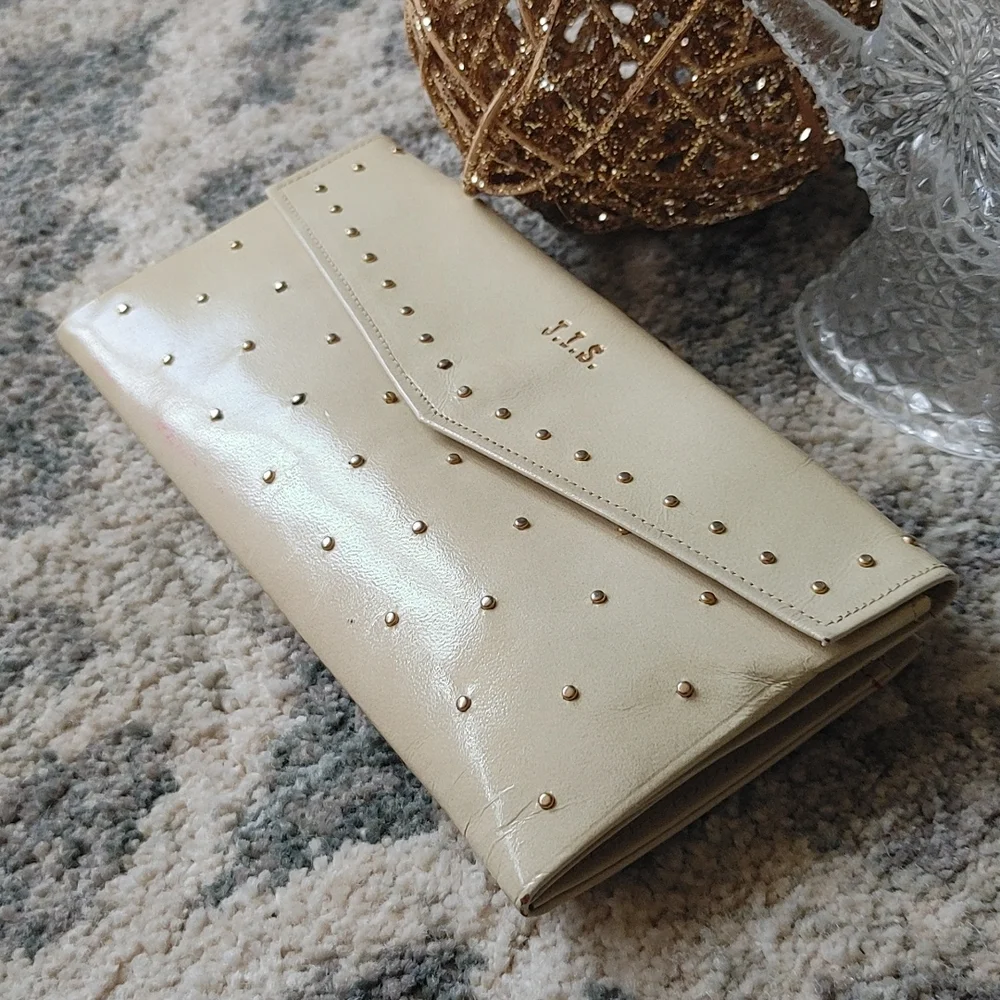 Princess Gardner Gahna Cowhide Gold Studded Womens Coin Purse Wallet